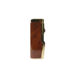 brown and gold cigar lighter with wood finished design