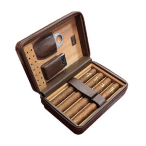 brown leather travel humidor