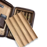 brown leather travel humidor